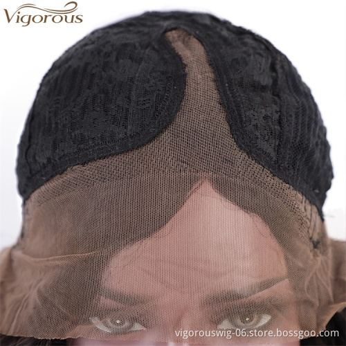 Vigorous Brazilian Real Hair Side Part Short Curly Wave Lace Front Human Hair Wig for Black Women Half Hand Made Wigs